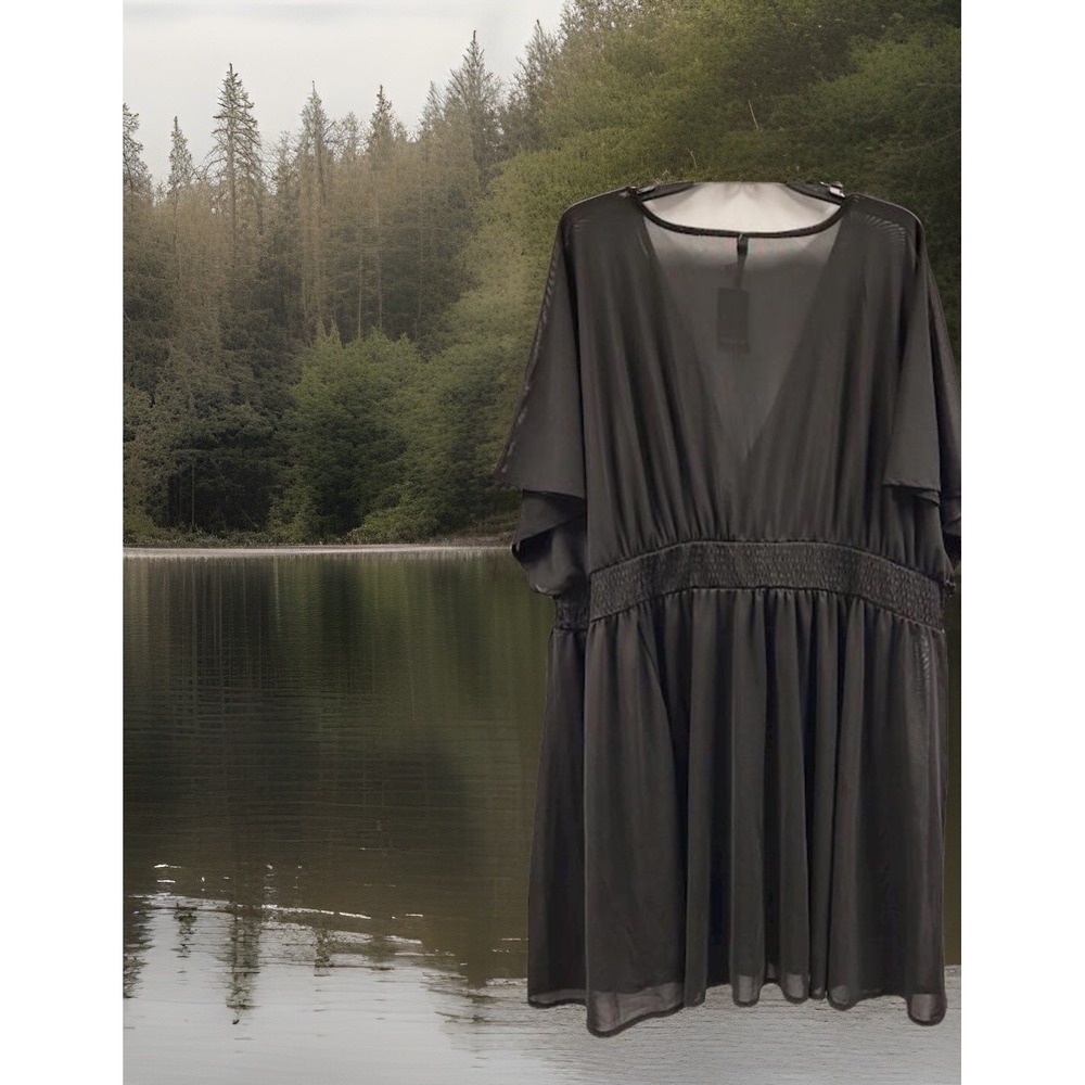 NWT Torrid Black Mesh Smock Waist Dress 4X - Picture 2 of 5
